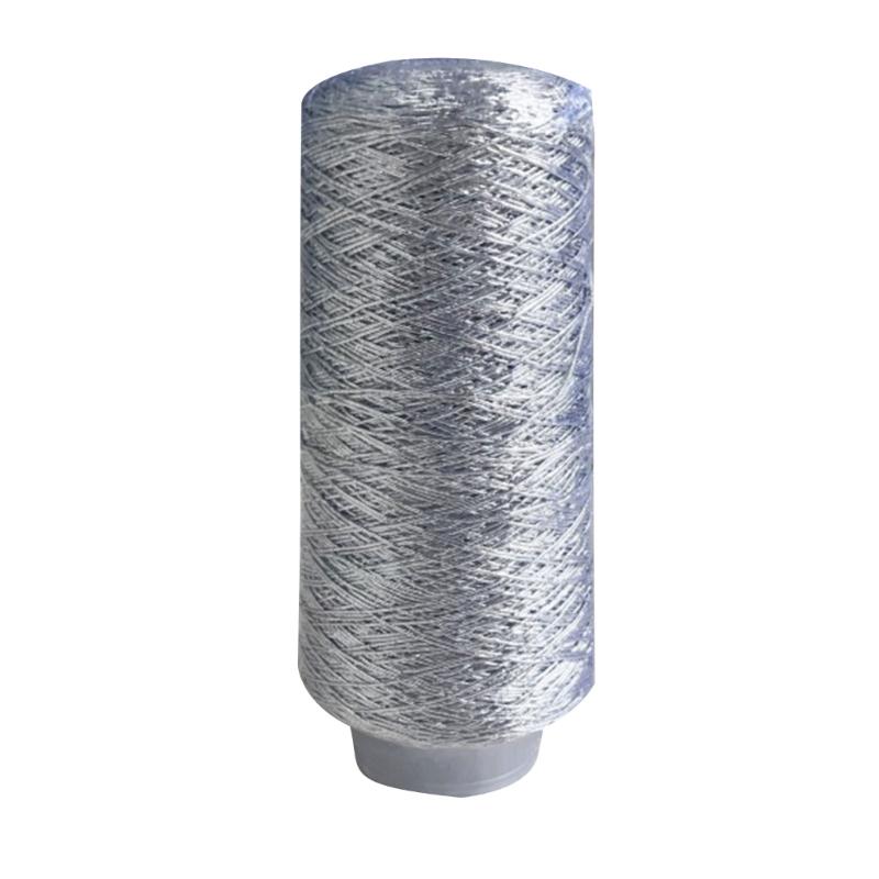 200g/Roll Metallic Crochet Thread, Sparkling Silver Polyester Yarn for Knitting, Weaving, Making Bag, Keychain Charm