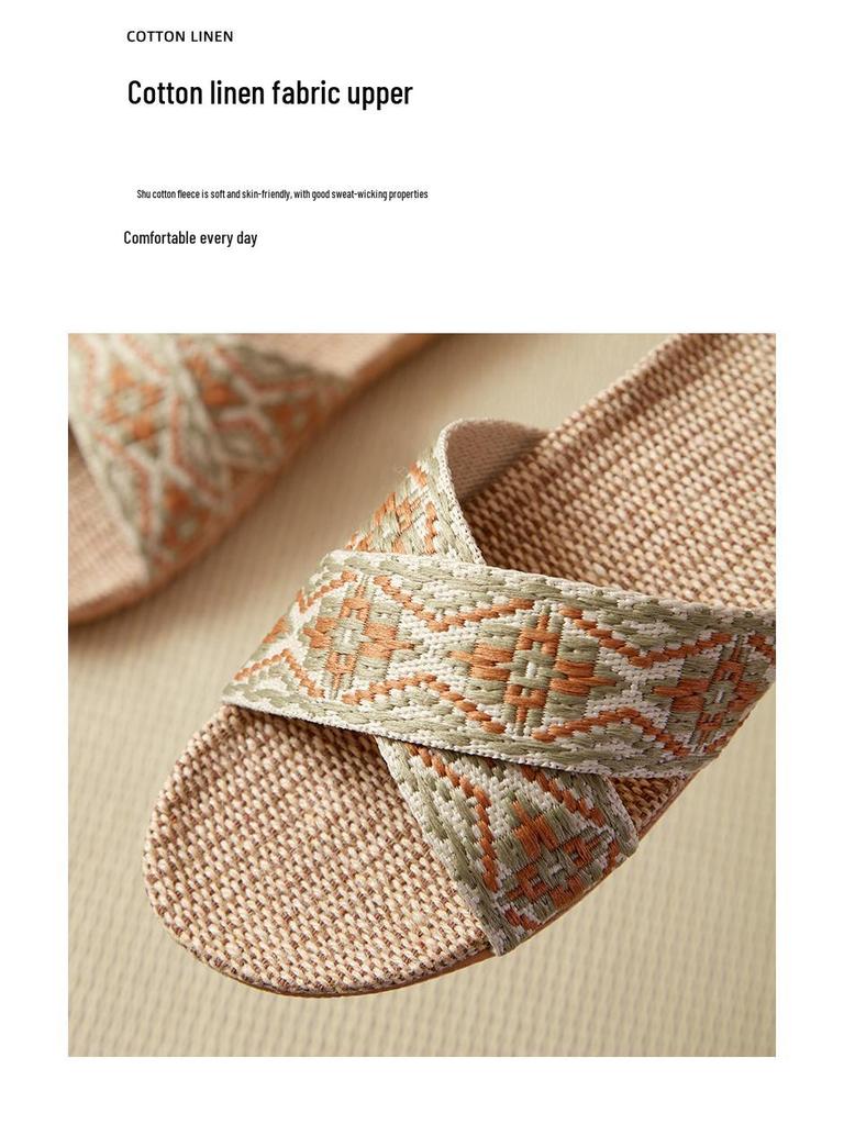 Women's Summer Silent Linen Slippers - Breathable Cotton for Indoor & Outdoor Use