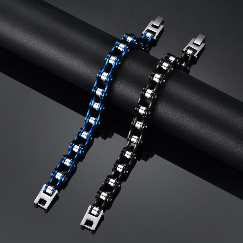 Braccialetto da Ciclismo in Acciaio Inossidabile Uomo Stile Punk Maglie a Catena Geometriche Accessorio Biker Lunghezza 21cm