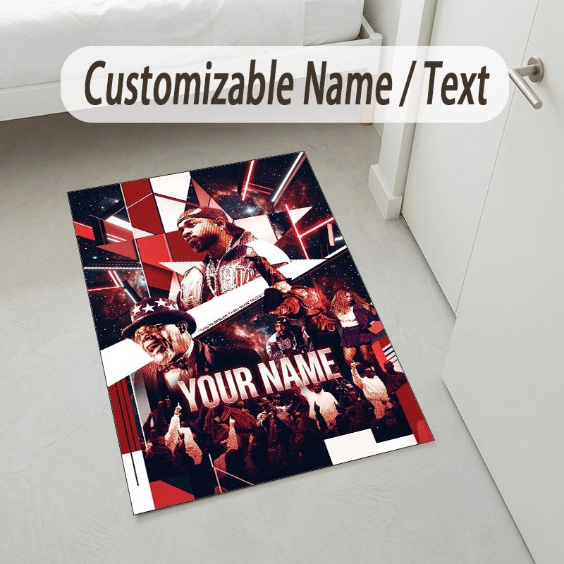 Personalized Crystal Velvet Carpet,Kendrick Lamar Custom Printed Name, Plush Area Rug For Home Indoor Decor