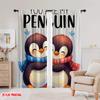 2pcs,2D plane printing Popular Curtains Penguin Love 100% Polyester (without rod) Gifts Use for Living Room, Semi-Sheer