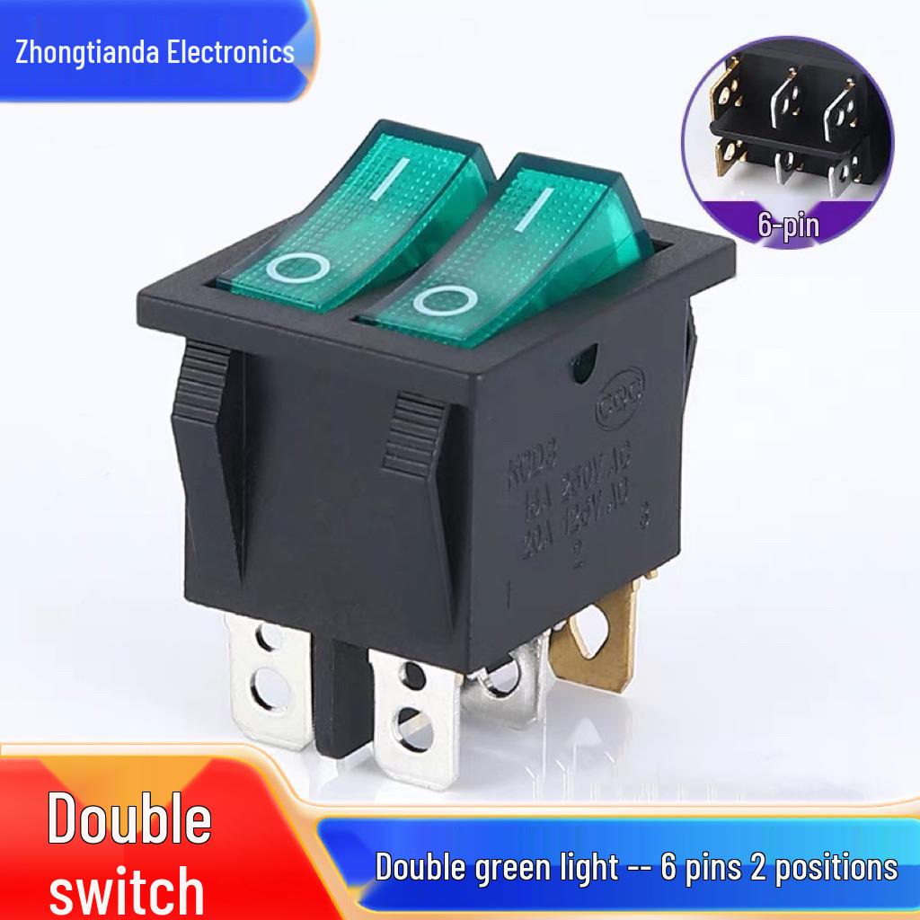 KCD4 Rocker Switch, Double Pole, 16A, 4/6 Pin with Light