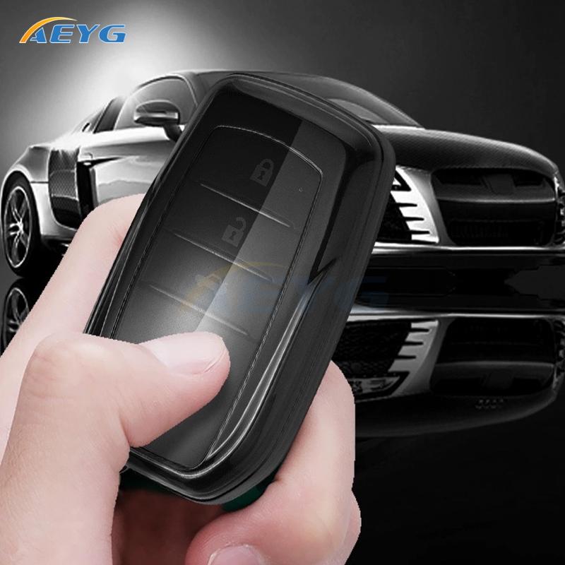 TPU Car Key Case Cover Shell Fob For Toyota CHR Hilux Fortuner Land Cruiser 200 Camry Corolla Crown RAV4 Highland Key Chain