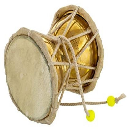 Shape Round Damru Musical Instrument, Mahadev Puja, Kirtan, Bhajans of Good Quality