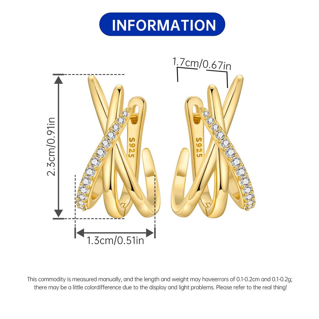 S925 Silver Personality Geometry Cross Earrings Hoop Earrings Women Jewelry Trendy Anniversary Gifts