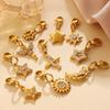 Fashion Light Luxury Diamond Star Moon Sun Lobster Buckle Pendant Stainless Steel Gold Plated DIY Versatile Accessories