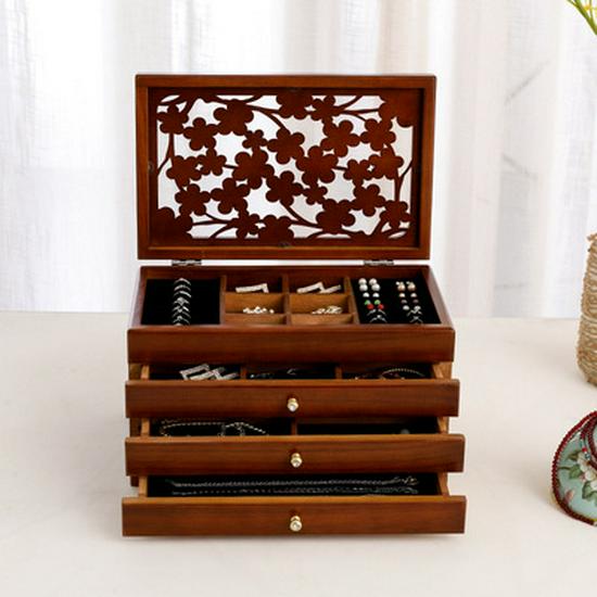 Minimalistische europäische Schmuckschatulle aus Holz für Halsketten und Ringe - Perfekt für Hochzeiten oder Geburtstage