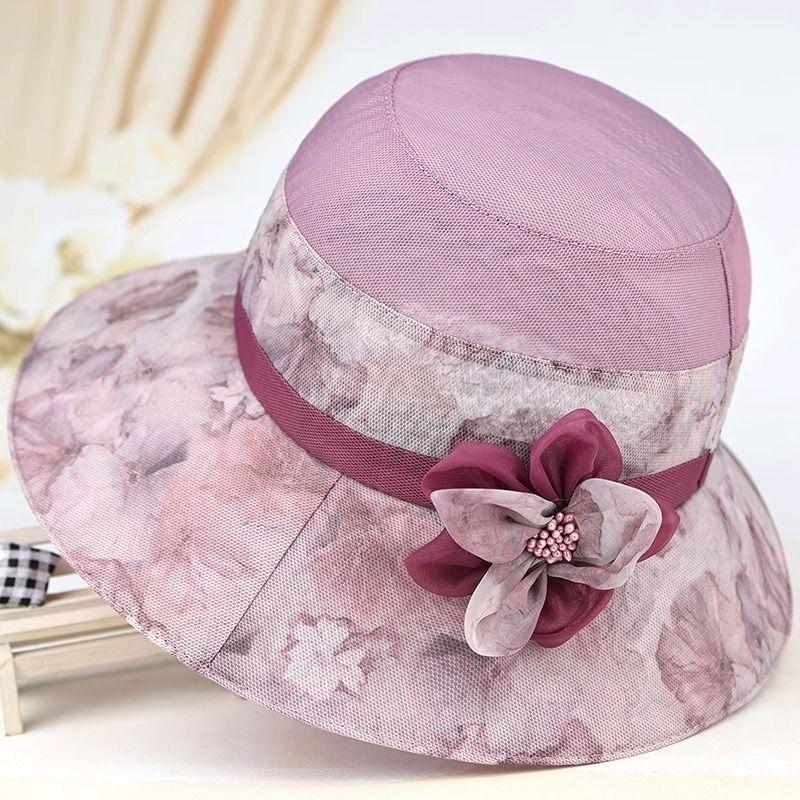 Summer Large-brimmed Sun Hat, Ladies Mother Sun Hat, Summer Thin Section Grandmother Sunscreen Basin Hat Middle-aged and Elderly Hat