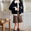 Casual imitation woolen jacket women's autumn clothing new small single-breasted baseball jersey knitted cardigan