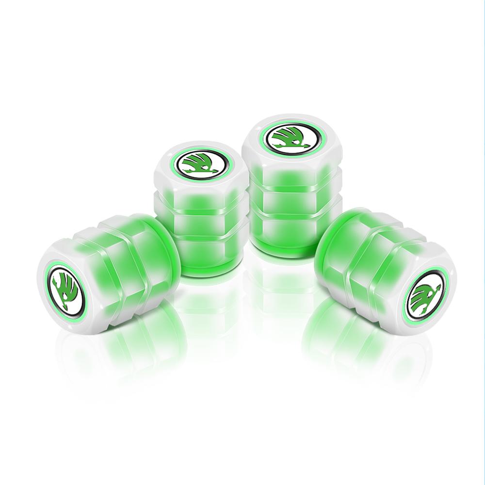 

2026 Hot For SKODA Luminous Tire Valve Caps Car Badge Wheel Hub Glowing Dust-proof Decorative Tyre Rim Stem Covers Auto Motorcyc
