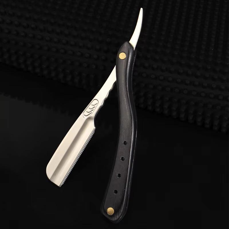 1 buc Aparat de ras manual profesional cu lamă dreaptă, cu muchie dreaptă, din oțel inoxidabil, ascuțit, pentru frizerie, pliabil, pentru ras, tăietor de barbă cu lamă