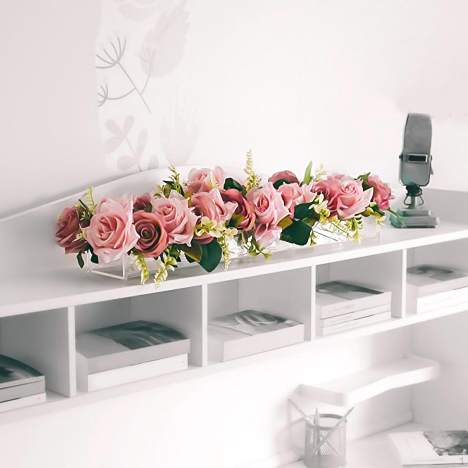 Acrylic Flower Vase Rectangular Floral Centerpiece Vases with Holes Pot Decorative 10 holes