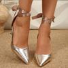 Fashion Fashion Gold Thin High Heeled Pumps Women 2025 Ribbon Ankle Wrap Party Wedding Shoes Woman 8Cm Sexy Pointed Toe Pumps Ladies