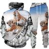 Animal 3D Tiger Printed Hoodie + Pants Suit Cool Men/Women Sweatshirt 2 Pcs Sportwear Tracksuit Set Spring Autumn Men's Clothing