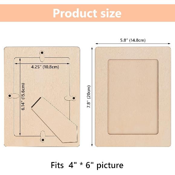 4 X 6 Picture Frames, 12 Pack Wooden Picture Frames, Small Picture Frame Unfinished Wood Photo Frames, Display Pictures Photo Frame Craft Frames Set