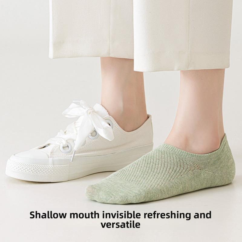 Short Socks - Pure Cotton Summer Lightweight Short Tube Socks with Breathable Mesh, Anti-slip and Invisible Design - Boat Socks