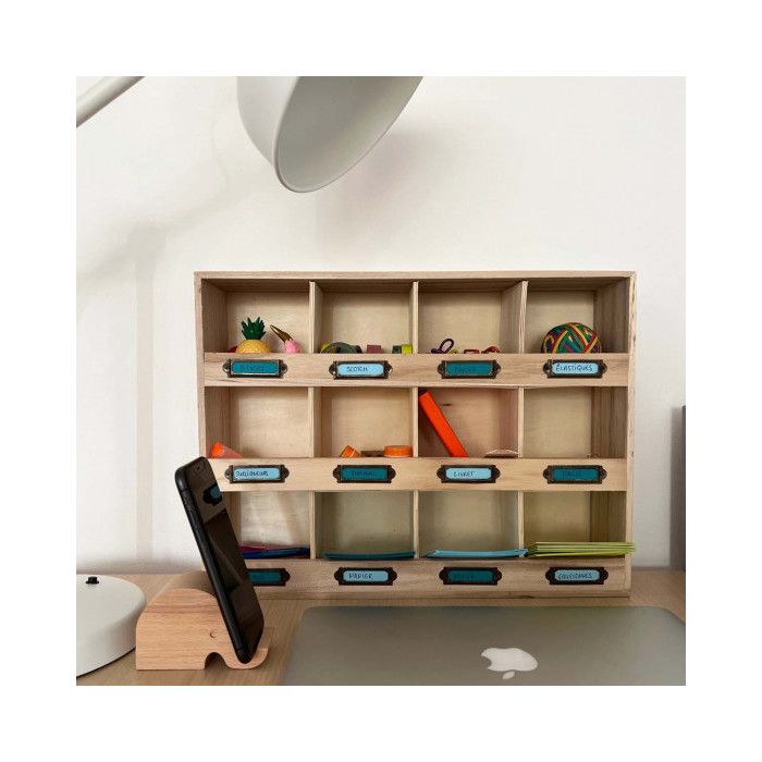 Storage Box - Artémio - 12 Boxes - Wood - Beige - Mixed