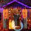 Festive Porch Tree Ornament Halloween Chain Lights, Waterproof Bright Orange/Purple LED Lighting, Plastic Unique Holiday Decoration Link Lights