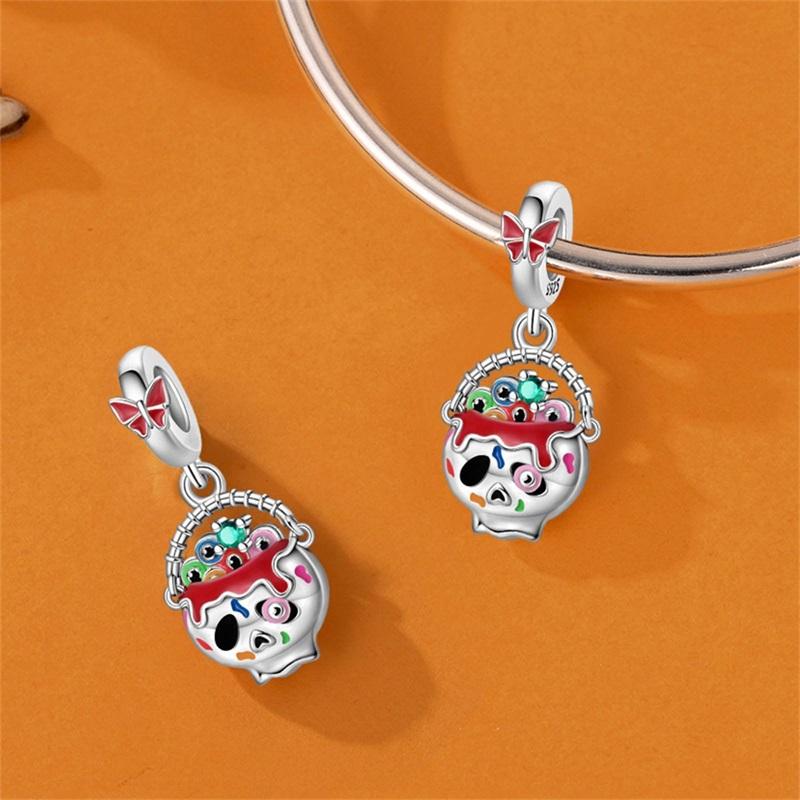 Halloween Party Copper Gothic Skeleton Candy Fruit Basket Pendant Beads Fit Charms Bracelet For Jewelry Making Women Gifts