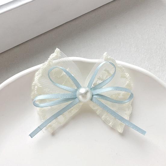 Hairpin Embroidery Lace Ribbon Bowknot Decor Hair Clip with Imitation Pearls Bangs Ponytails Buns Hair Accessories