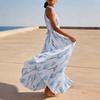 Women's Halter Neck Maxi Dress with Floral Print Sleeveless Vacation Dress Flowy Bohemian Style Summer Dress for Outdoor Events