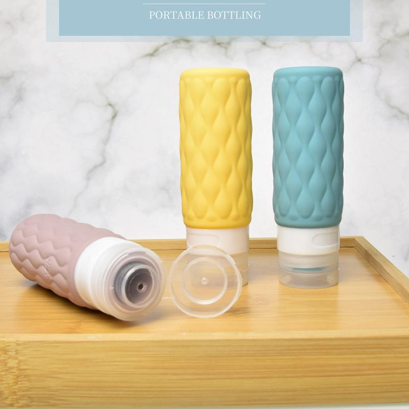 1/4pc 100ml Silicone Refillable Travel Bottles for Toiletries Leak Squeezable for Cosmetic Shampoo Cream Conditioner Lotion Soap