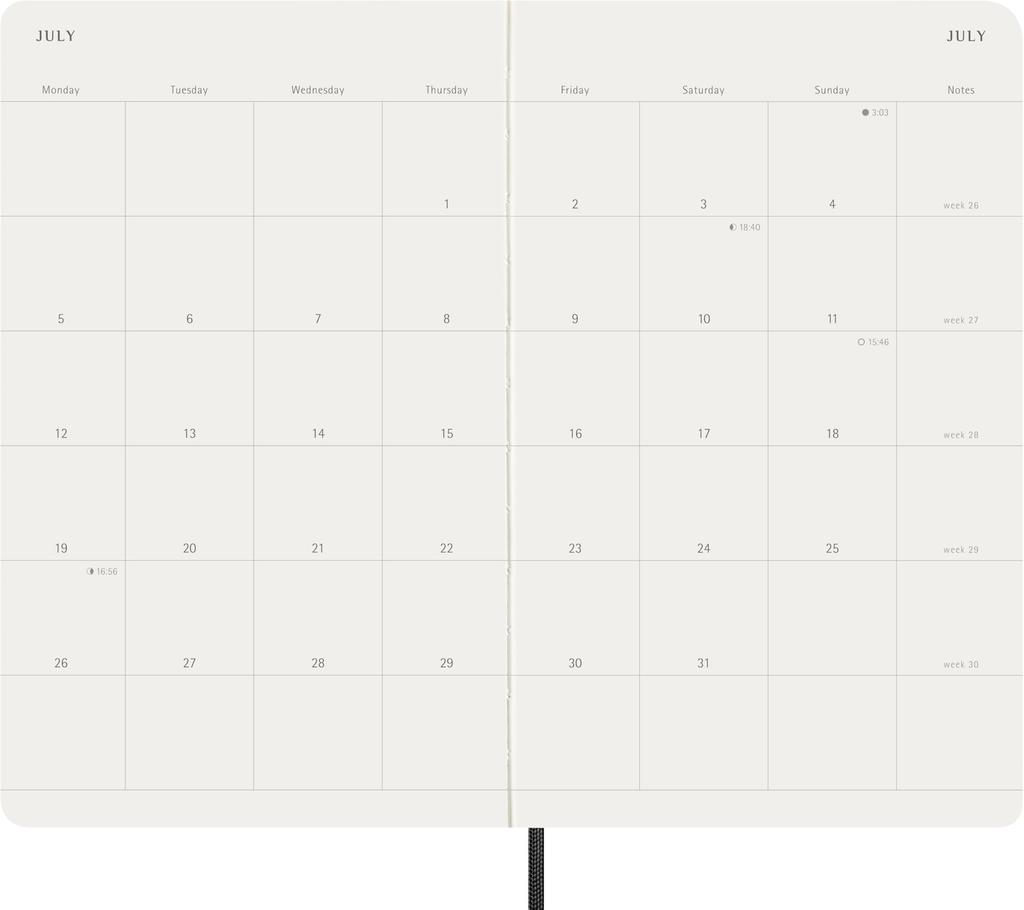 Moleskine 2027 January Monthly Large Size x Black DSB12MN3Y27 Planner, Start, 12-Month Diary, (13cm 21cm), Softcover,