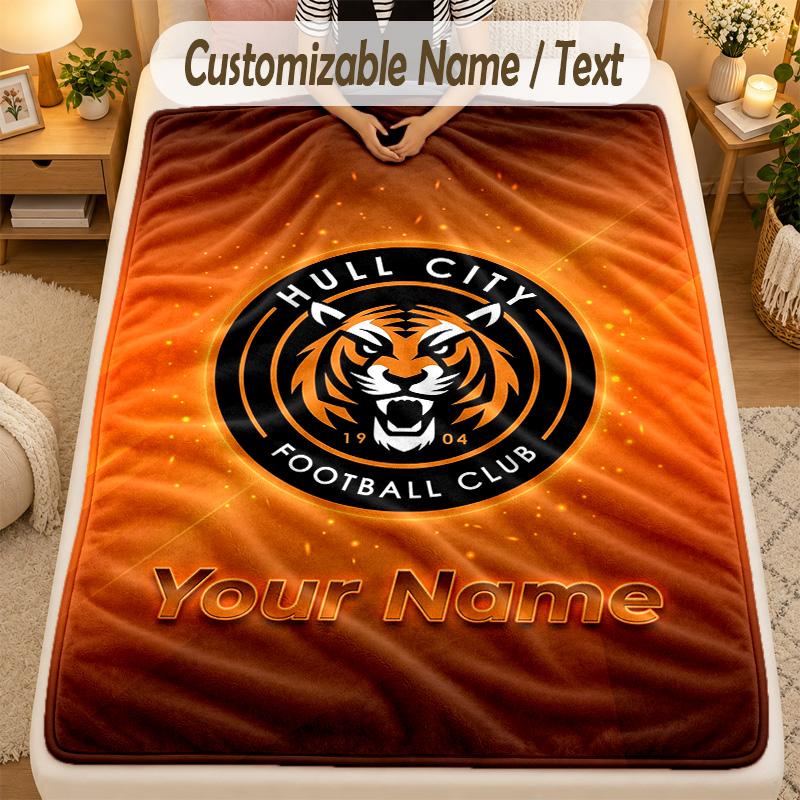 Flannel BlanketHull City Custom Name Text Personalized Soft Warm Throw Blanket Home Decor Gift