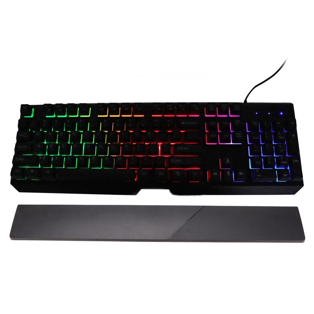 RGB Wired Keyboard with Wrist Rest 104 Keys Clr Characters Good Resilience Mechanical Feel Keyboard for   Gaming