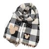 Women's Plaid Heart Snood: Cozy Korean-Style Winter Shawl Scarf