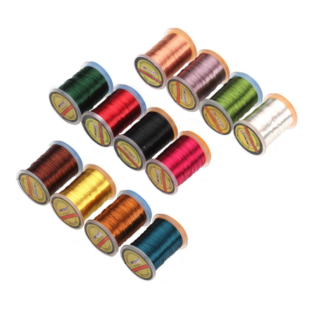 Bimoo 0.2mm 12 Colors Fly Tying Copper Wire Body Weighted Lure Material Great for Nymphs Copper John Streamers Dubbing Buzzers