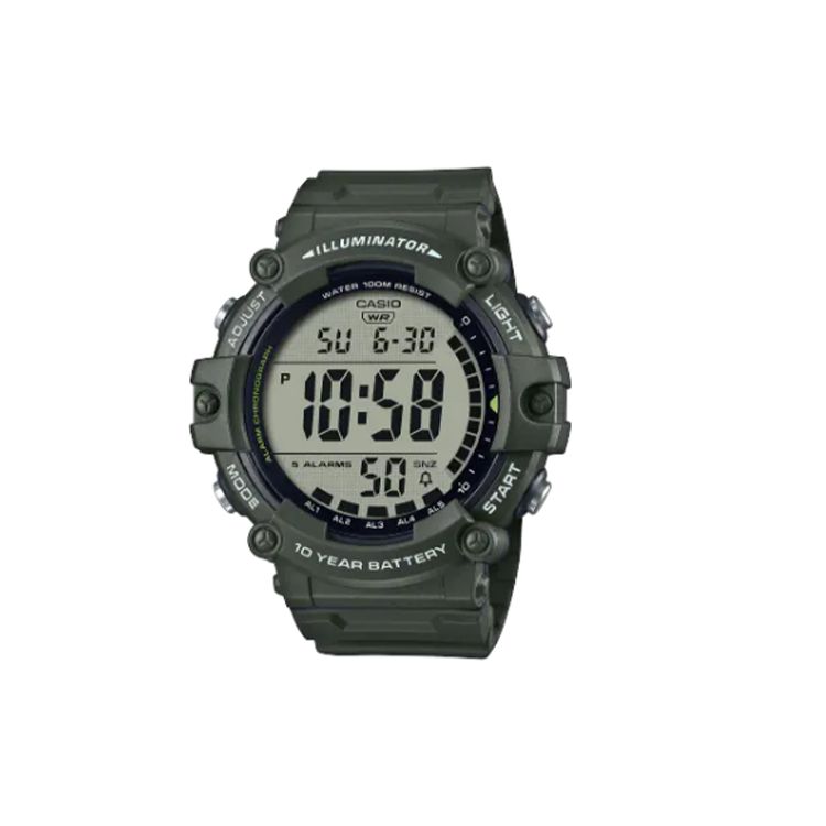 

Casio Youth Series 100 Meters Waterproof Quartz Movement Resin Strap Watch Men watches Black AE-1500WHX-3AV Regular Watch Box,Green Strap