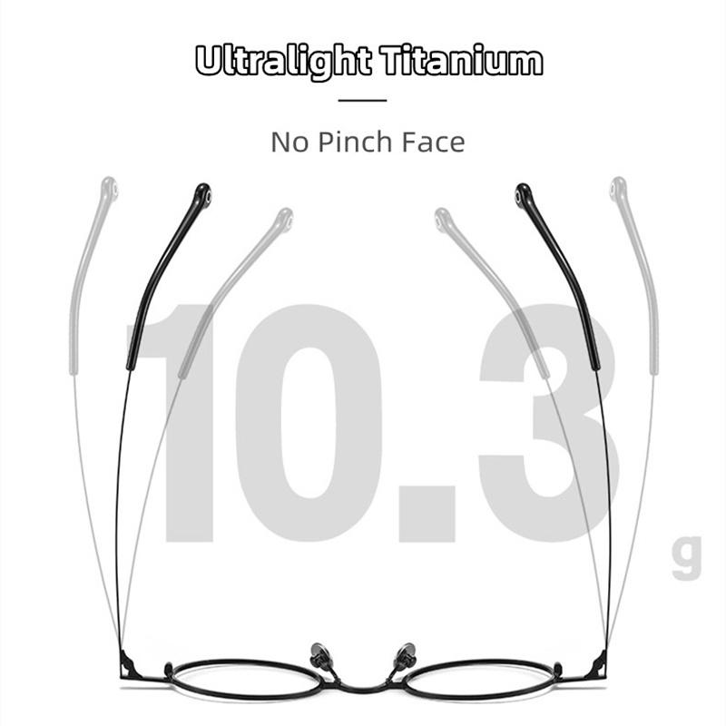 2022 Ultralight Retro Small Round Frame Pure Titanium Glasses Brand Design Photochromic Anti-Blue Light Reading Glasses For Men