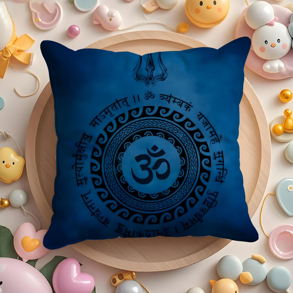 The S-Shiva T-Trident Pillow Case Soft Plush Fabric Double-Sided Printed Cushion Cover Warm Winter Sofa Pillow Case
