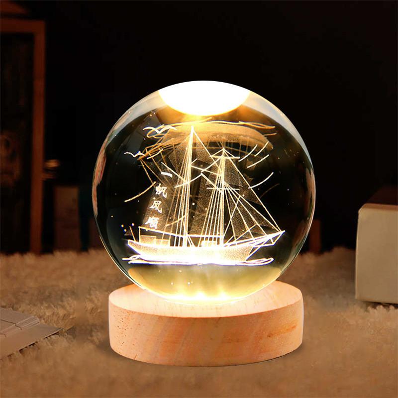 Crystal Ball Night Light With Deer Glass Material Resin Craft Gift Unique Novelty