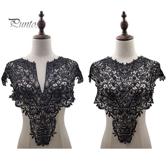 Spetsar Fake Collar Brodered Corsage Hollow Design Stora Blommor Avtagbar Fram/Back Krage Spets Applikation Kvinnlig Charm för syaffär