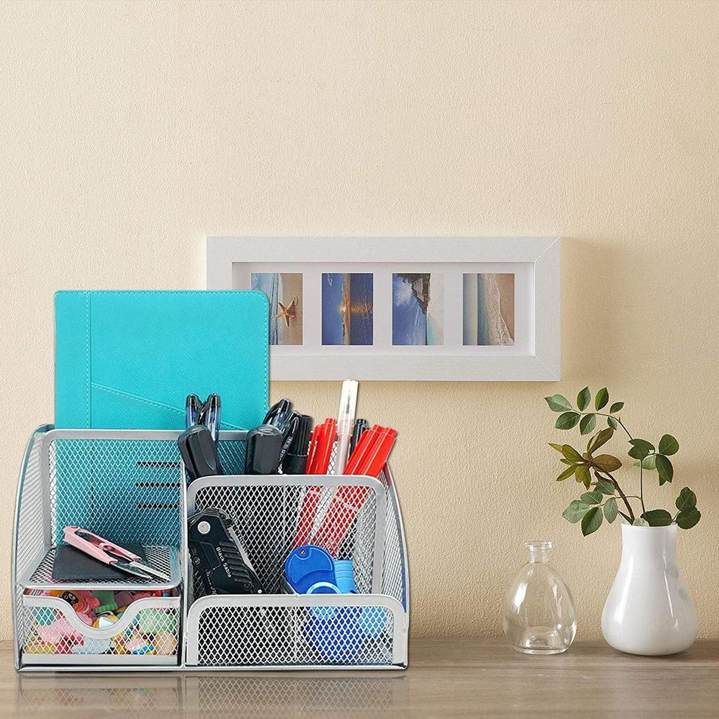 Hengshao Desk Pen Desk Tabletop Stationery Metal Mesh Remote Control Stationery Storage Case Organizer, Holder, Storage, Storage, Drawer, Rack,
