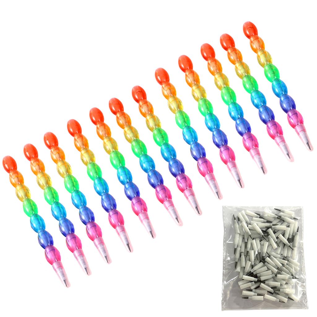 12 STÜCKE Stapelbare Stifte Cartoon Baustein Stifte 7 in 1 Schreibstift für Kinder Schüler Geburtstag Weihnachten