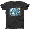 Sternennacht und Große Welle Van Gogh Kunst Malerei T-Shirt T-Shirt TRU Herren Damen Tanktop Sweatshirt Hoodie Langarm Schwarz
