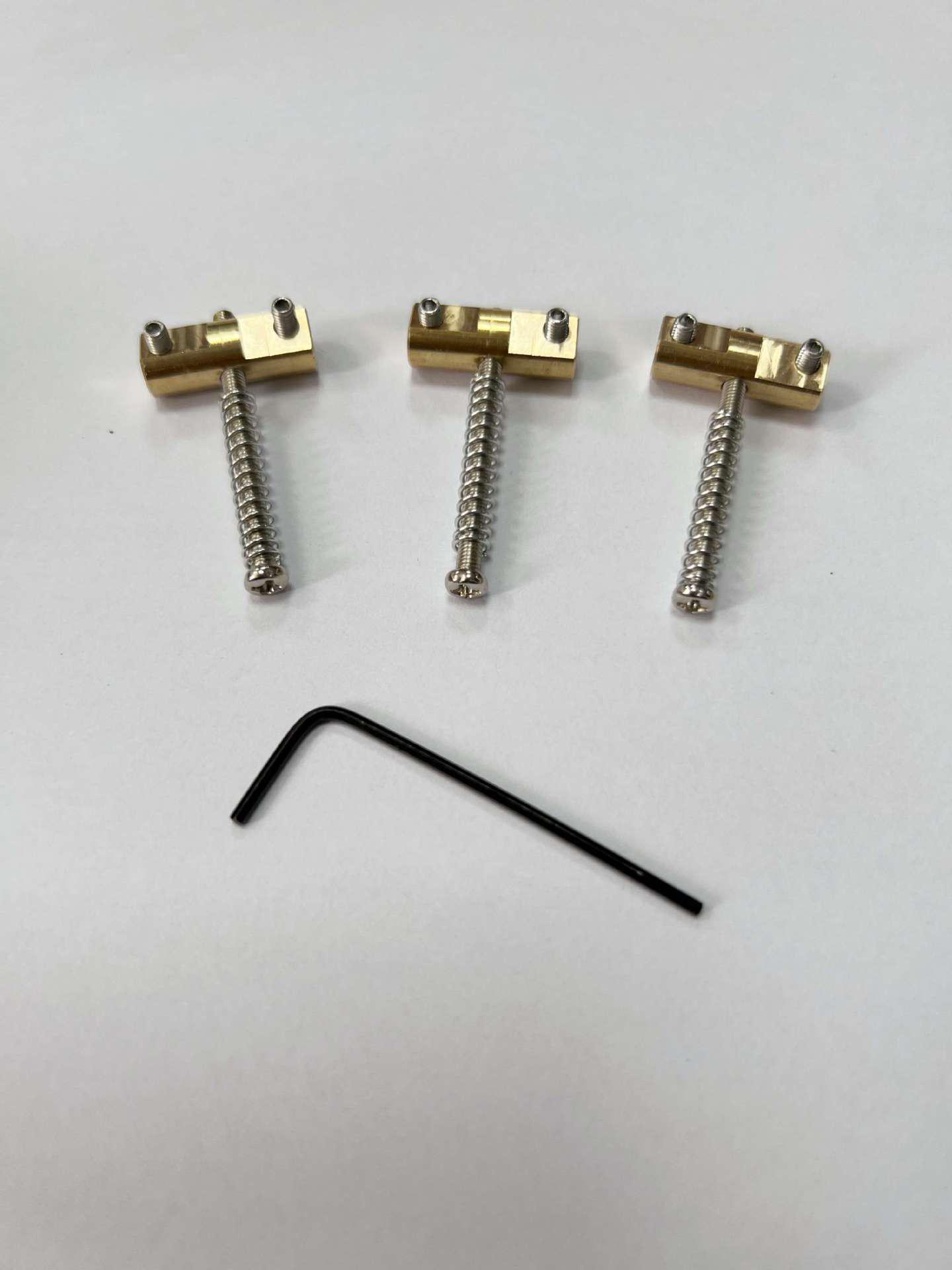 Brass Electric Guitar Bridge Set: TELE Saddle, TL Underbody, Tailpiece, String Pressure Bar, 3-Piece Set