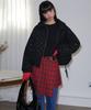 OPENING SUNSHINE Buckle Pleated Check Wrap Mini Skirt_Red