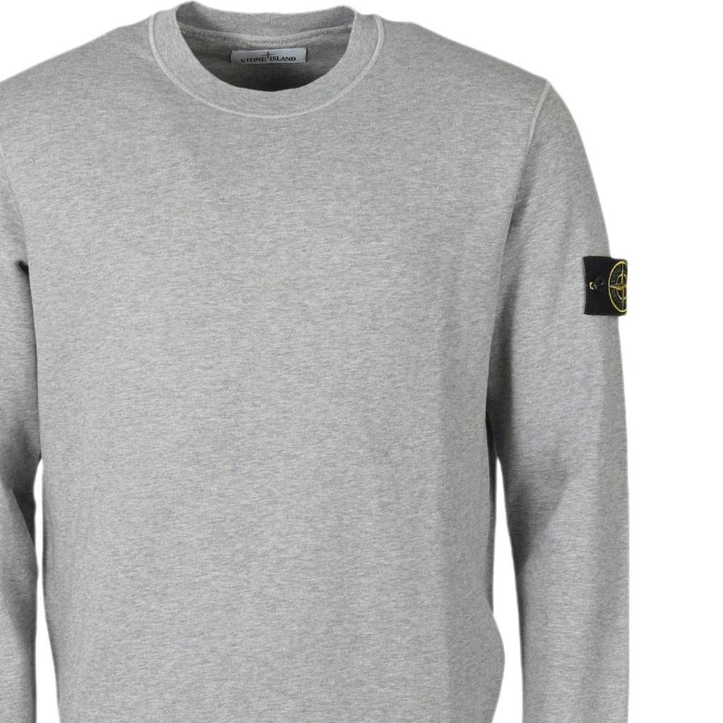STONE ISLAND Plain Logo Crew Neck Long Sleeve Sweatshirt Men Sweatshirt Light-Gray 791563051-V0M64