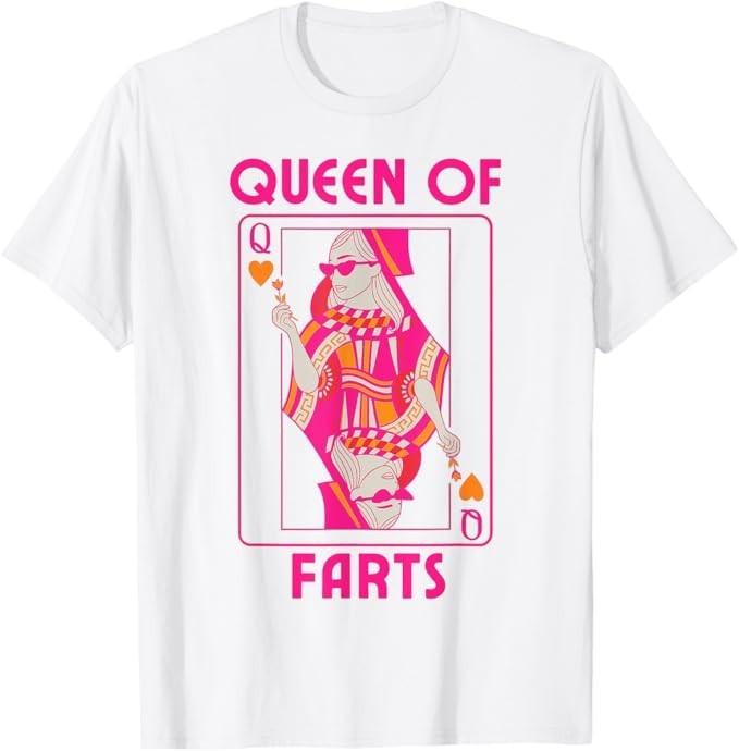 

Queen of Farts Funny Playing Card Humor for Adults Squad T-Shirt S