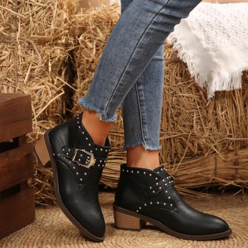 Fashion Fall-winter 2025 Fashion Plus-size Chelsea Boots for Women Studded and Buttoned Casual Ankle Boots for Women