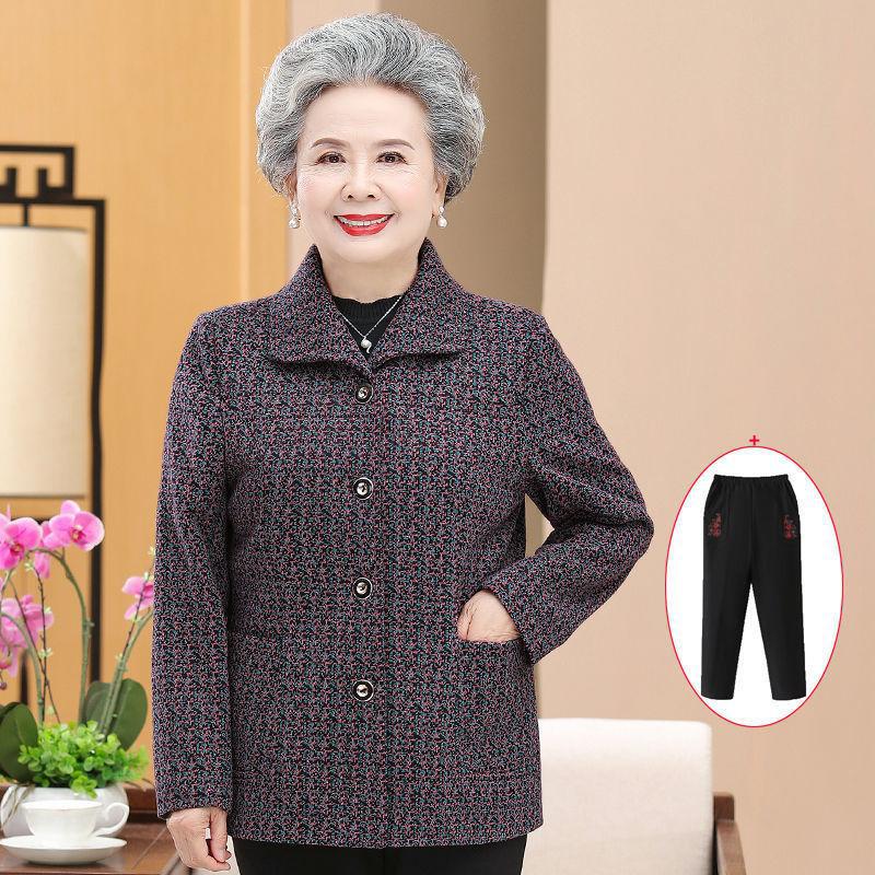 Vintage-Inspired Women's Velvet Suit for Seniors 60s-80s - Thickened for Autumn and Winter