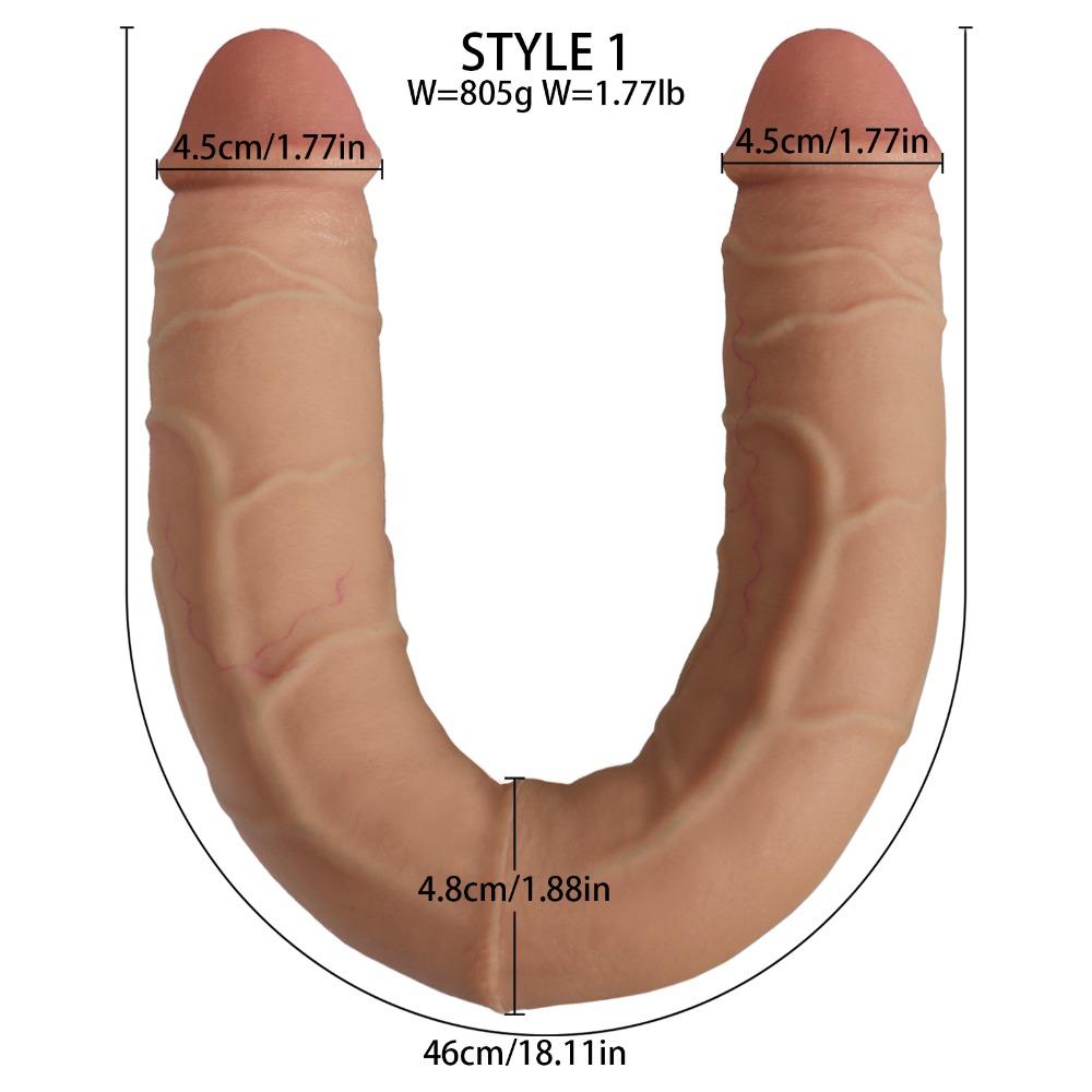 Double-Ended Dildo Silicone Realistic Vibrating Anal G-spot Toy for Women Gay Couples