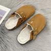 New Bag Head Velvet Platform Slippers Female Couple Cork Mop Large Size Half Mop Lazy Cotton Mop
