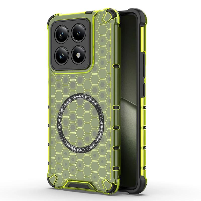 

Hexagonal Honeycomb Clear Armor Case For Xiaomi 15 14 13 12 Ultra T/Pro Magnetic Charge Corner-Airbags Enhanced Shockproof Cover Xiaomi 14 Ultra