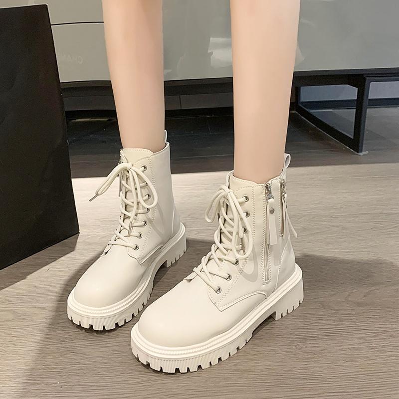 

Comfortable and Slim Fit Mid Cut Thick Soled Fashionable Women s Boots Winter New Pure Color Sexy Elegant Casual Knight Boots 35 бежевий