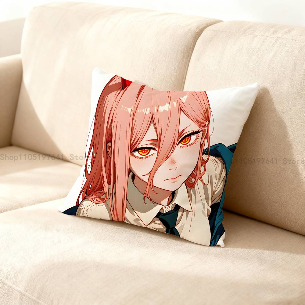 Anime P-Power Cat Pillow Case For Sofa Decor Car Office Room Printing Cushion Cover Decorations And Protector